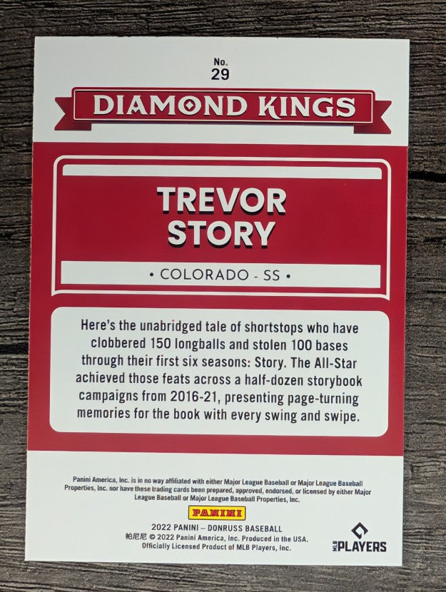 2022 Donruss #29 Trevor Story DK