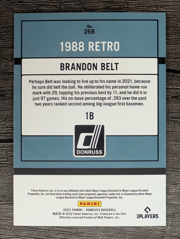2022 Donruss #268 Brandon Belt RETRO