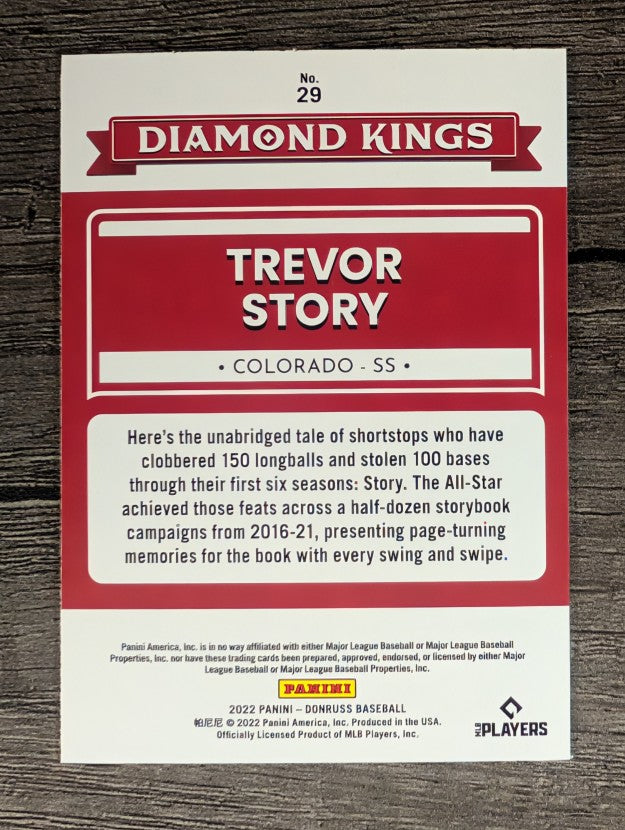 2022 Donruss #29 Trevor Story DK