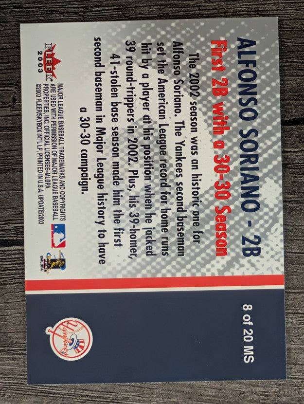 2003 Fleer Tradition Update Milestones #8 Alfonso Soriano