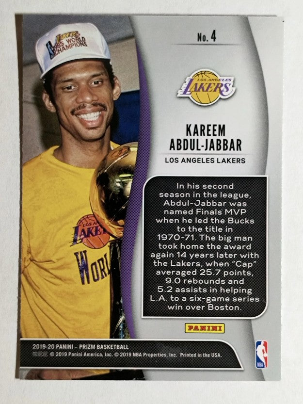 2019-20 Panini Prizm NBA Finalists #4 Kareem Abdul-Jabbar