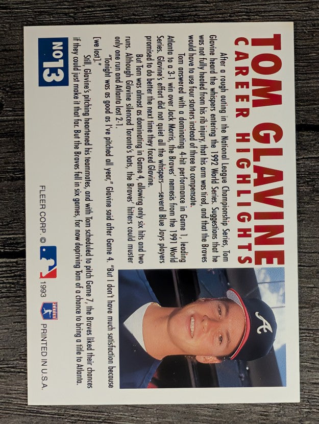 1993 Fleer Glavine #13 Tom Glavine/Send-Off 1