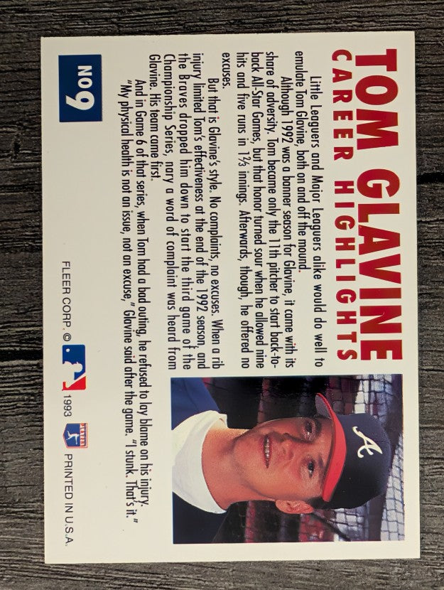 1993 Fleer Glavine #9 Tom Glavine/Facing right