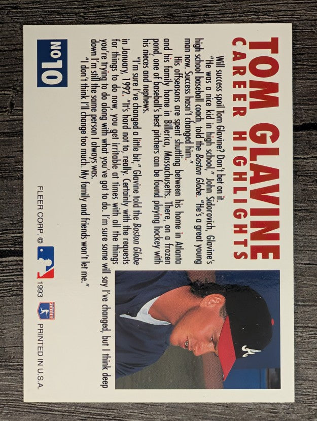 1993 Fleer Glavine #10 Tom Glavine/Facing forward