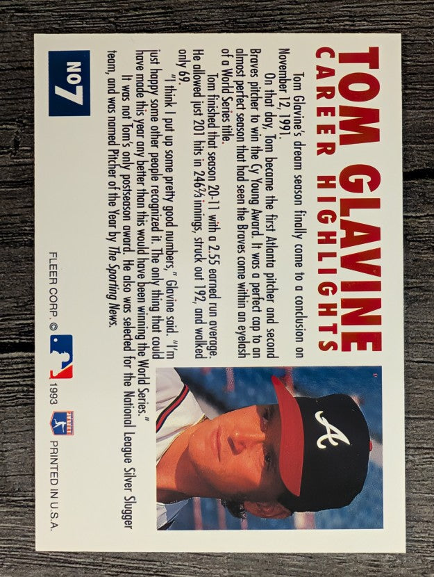 1993 Fleer Glavine #7 Tom Glavine/Facing left