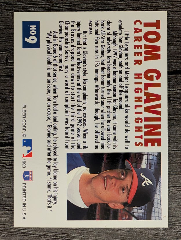1993 Fleer Glavine #9B Tom Glavine/Facing left