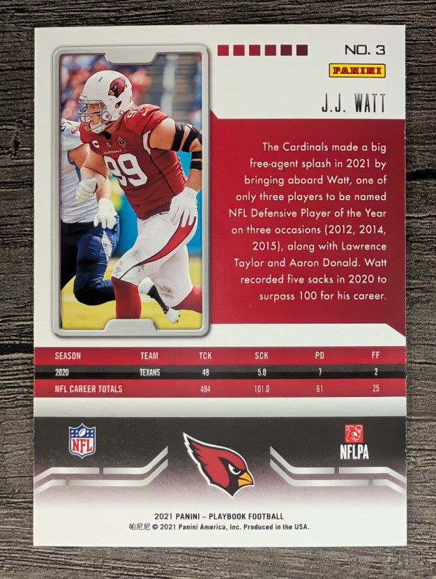 2021 Panini Playbook #3 J.J. Watt