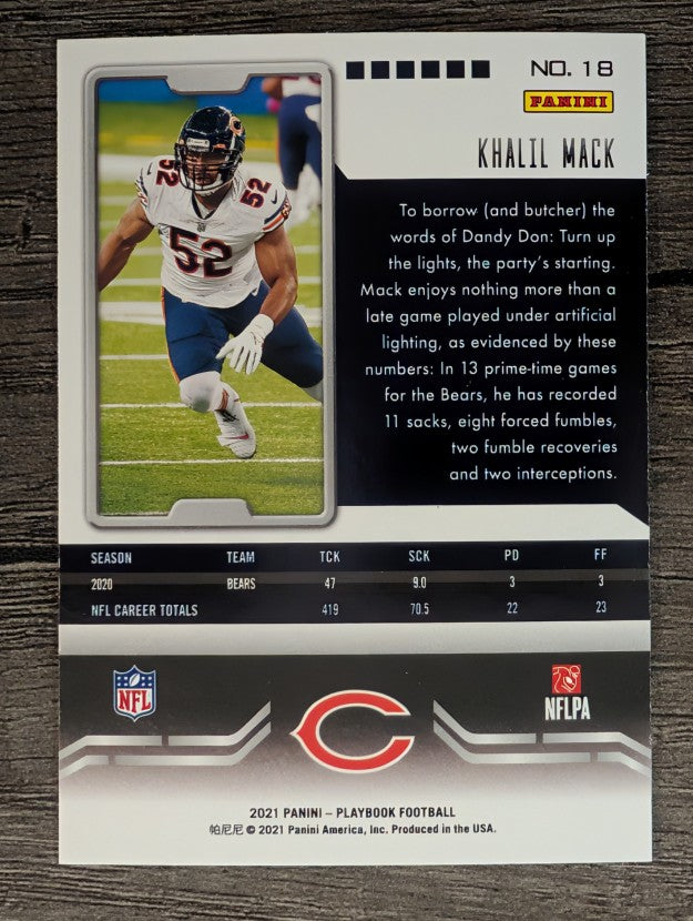 2021 Panini Playbook #18 Khalil Mack