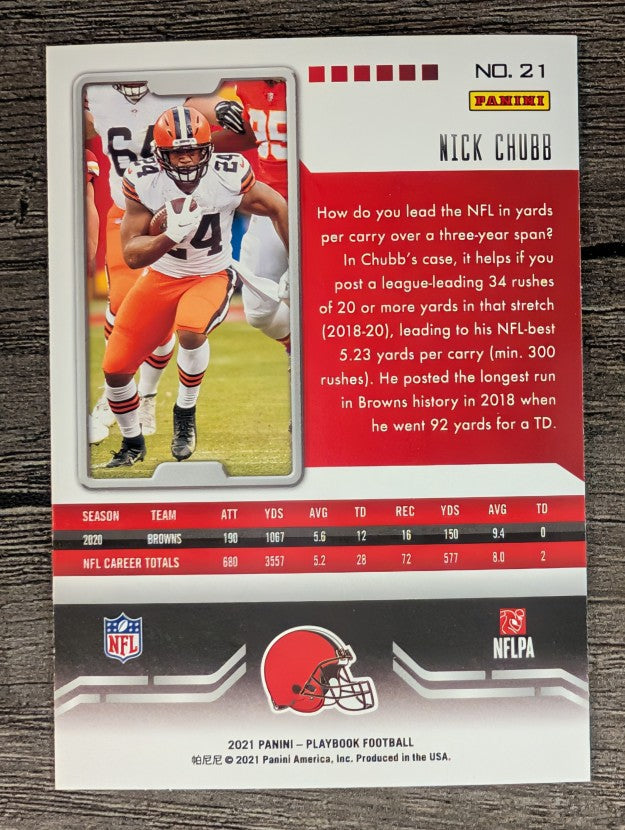 2021 Panini Playbook #21 Nick Chubb
