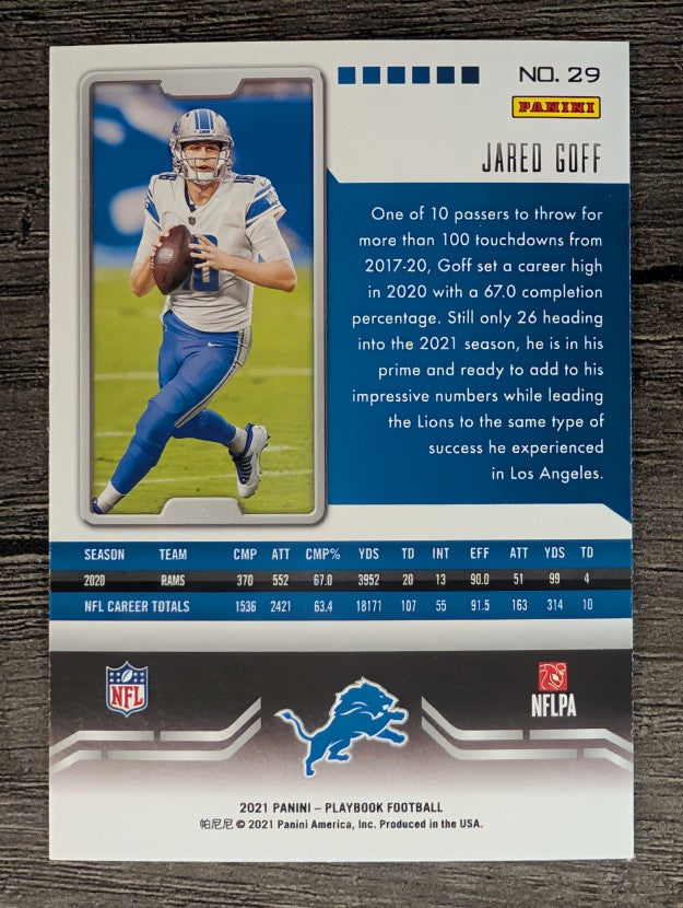 2021 Panini Playbook #29 Jared Goff