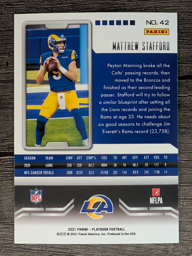2021 Panini Playbook #42 Matthew Stafford