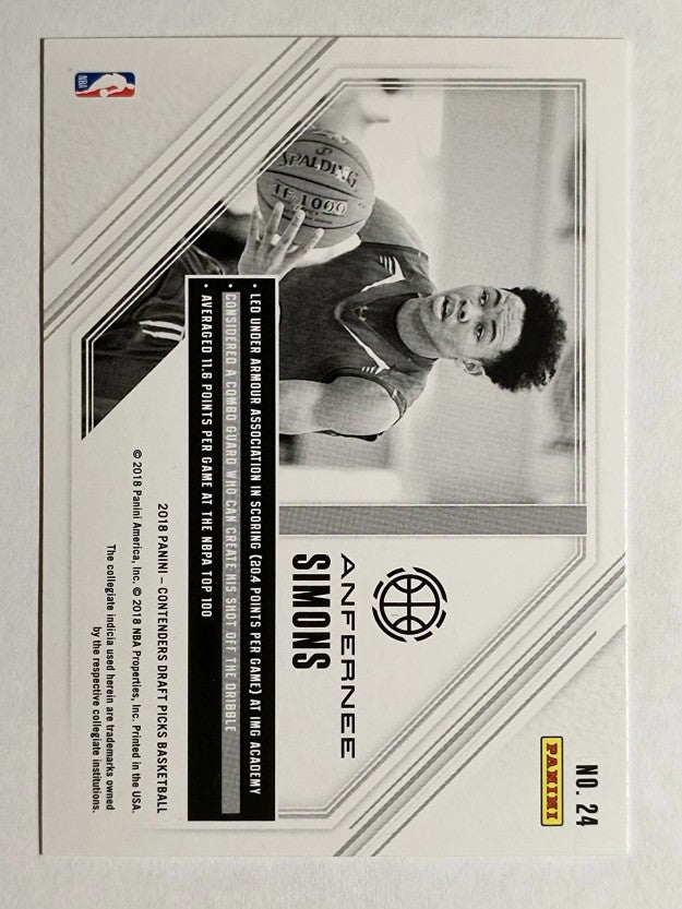 2018-19 Panini Contenders Draft Picks Game Day Tickets #24 Anfernee Simons