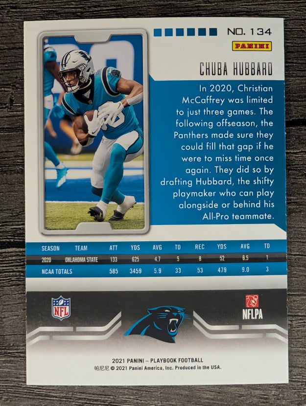 2021 Panini Playbook #134 Chuba Hubbard RC