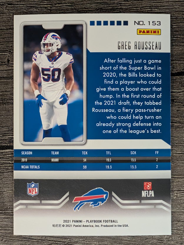 2021 Panini Playbook #153 Greg Rousseau RC