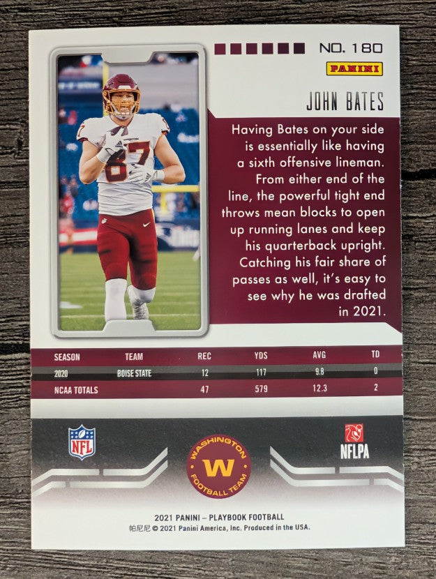 2021 Panini Playbook #180 John Bates RC