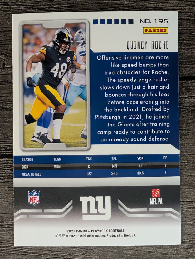 2021 Panini Playbook #195 Quincy Roche RC