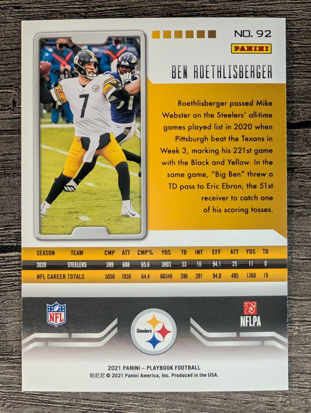 2021 Panini Playbook Purple #92 Ben Roethlisberger