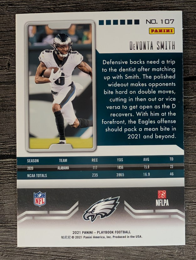 2021 Panini Playbook Purple #107 DeVonta Smith
