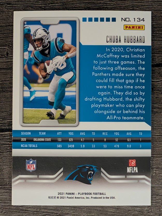 2021 Panini Playbook Purple #134 Chuba Hubbard