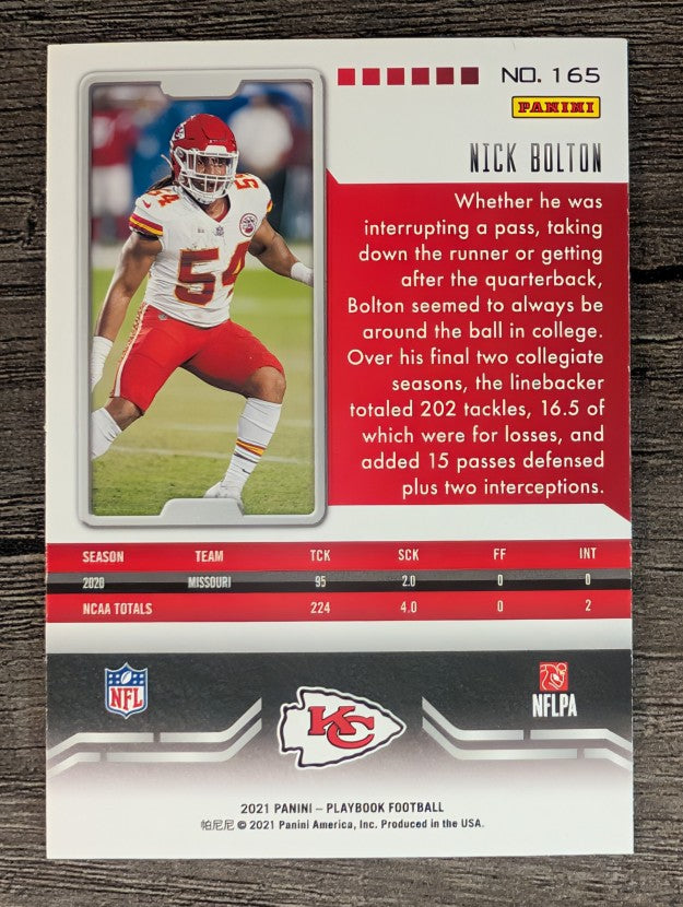 2021 Panini Playbook Purple #165 Nick Bolton