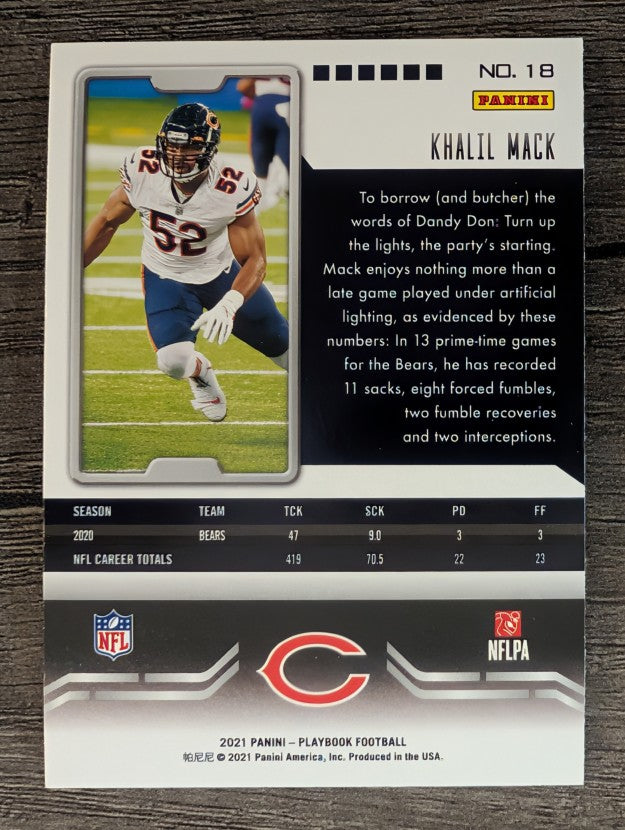 2021 Panini Playbook Sparkle #18 Khalil Mack