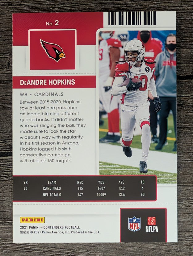 2021 Panini Contenders #2 DeAndre Hopkins