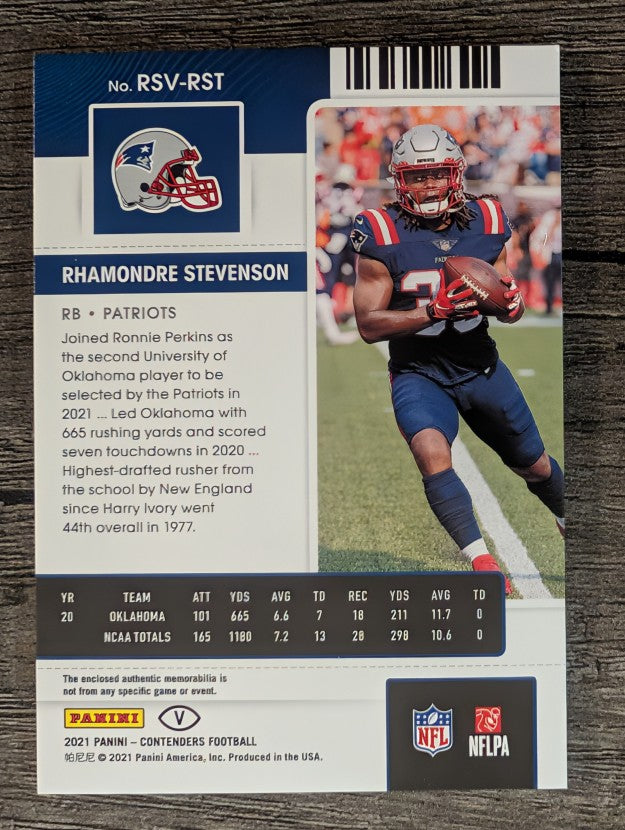 2021 Panini Contenders Rookie Ticket Swatches Variation #33 Rhamondre Stevenson
