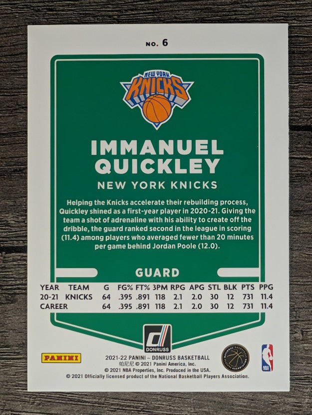 2021-22 Donruss #6 Immanuel Quickley