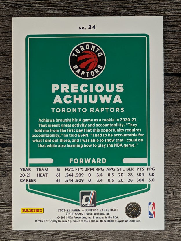 2021-22 Donruss #24 Precious Achiuwa