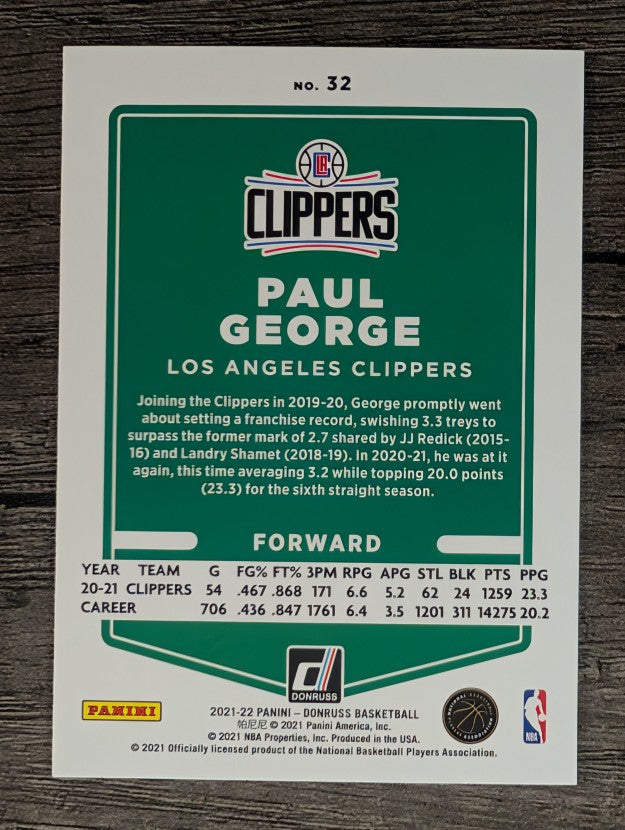 2021-22 Donruss #32 Paul George