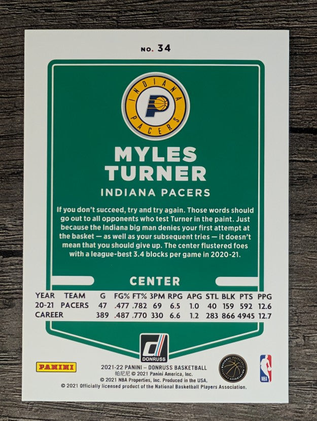2021-22 Donruss #34 Myles Turner