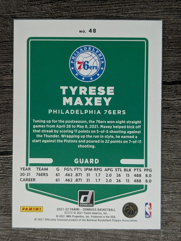2021-22 Donruss #48 Tyrese Maxey