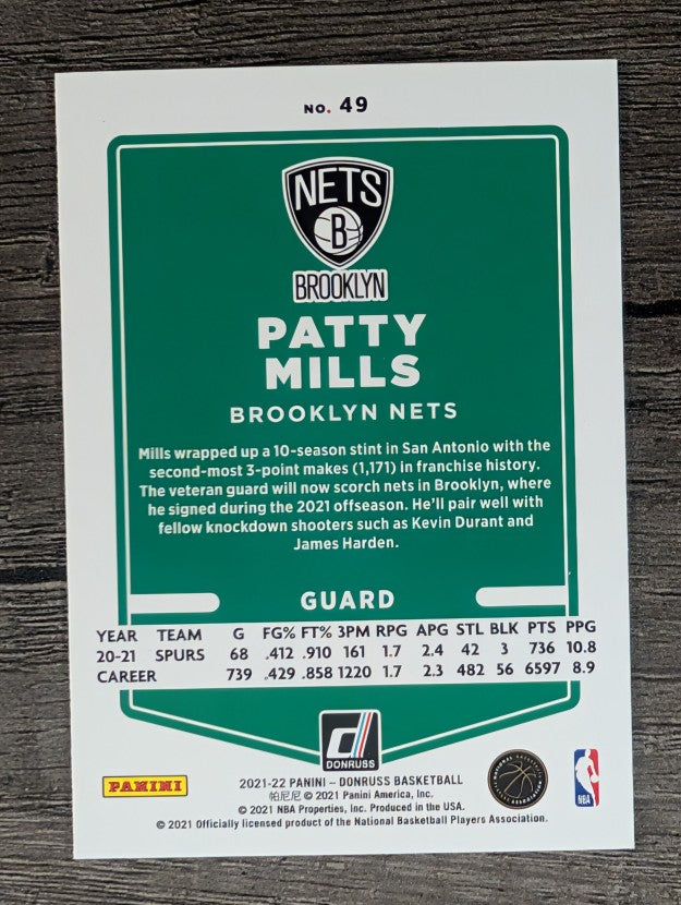 2021-22 Donruss #49 Patty Mills
