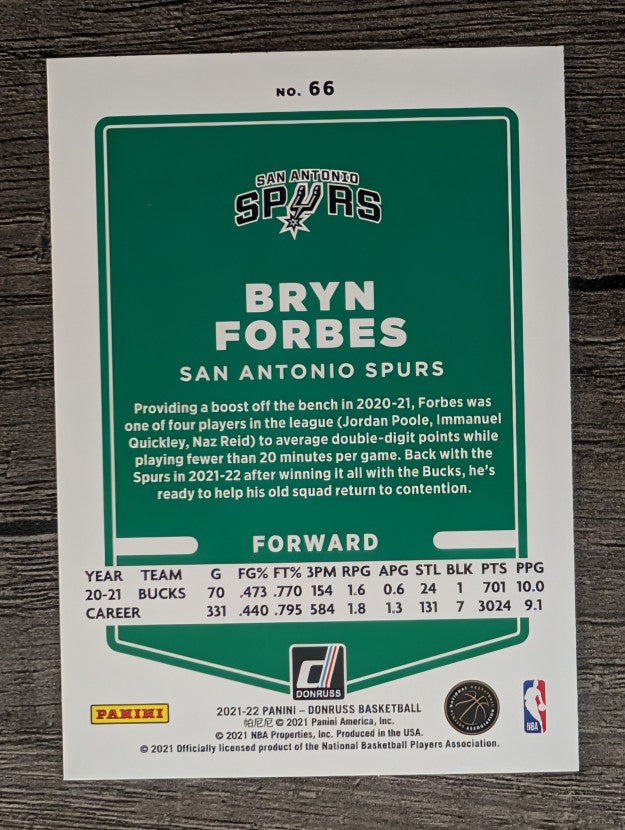 2021-22 Donruss #66 Bryn Forbes
