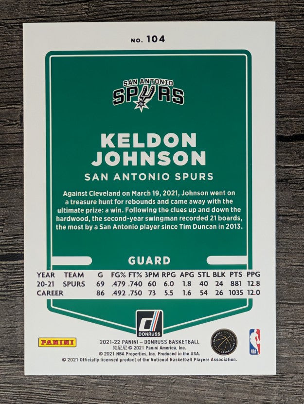 2021-22 Donruss #104 Keldon Johnson