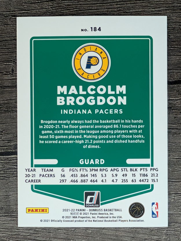 2021-22 Donruss #184 Malcolm Brogdon