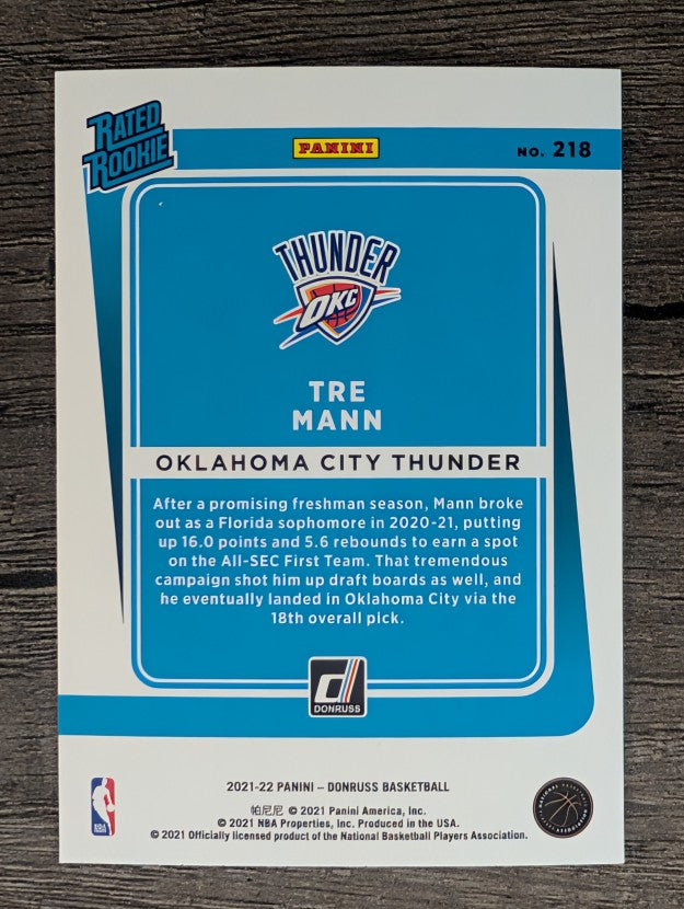 2021-22 Donruss #218 Tre Mann RR RC