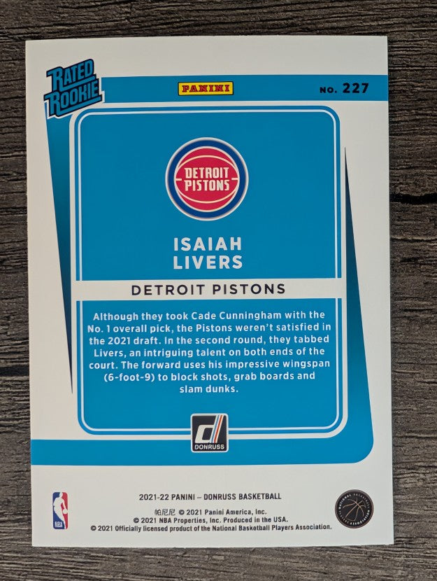 2021-22 Donruss #227 Isaiah Livers RR RC