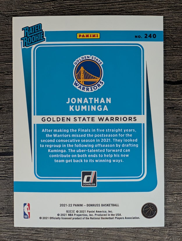 2021-22 Donruss #240 Jonathan Kuminga RR RC