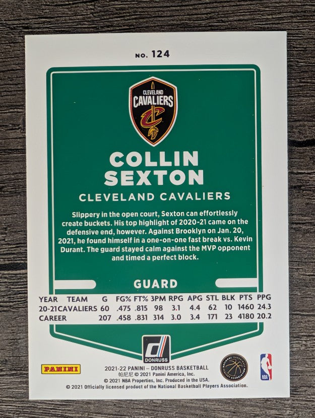 2021-22 Donruss Holo Green and Yellow Laser #124 Collin Sexton