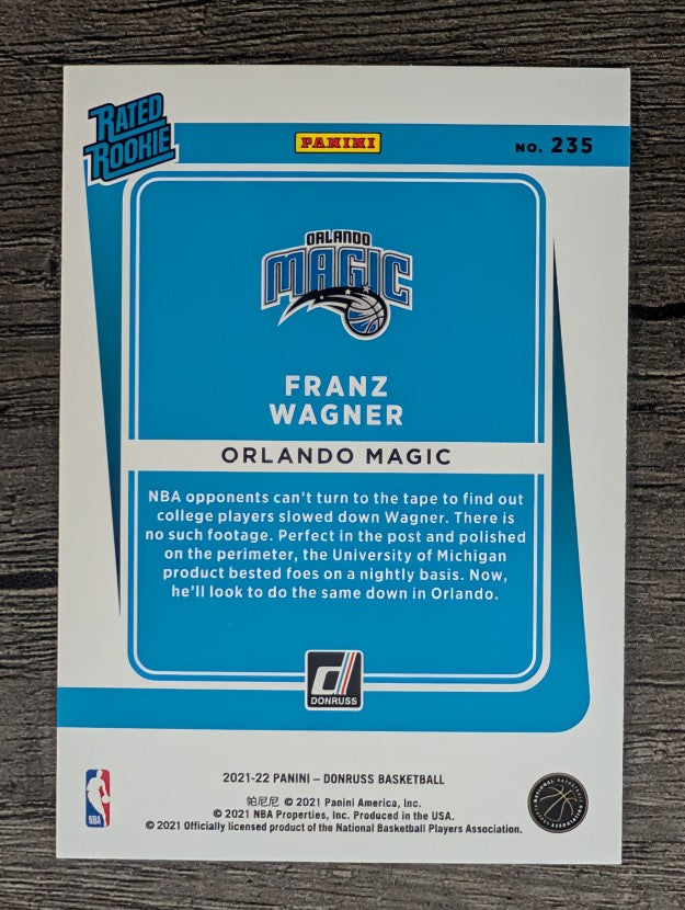 2021-22 Donruss Holo Green and Yellow Laser #235 Franz Wagner RR