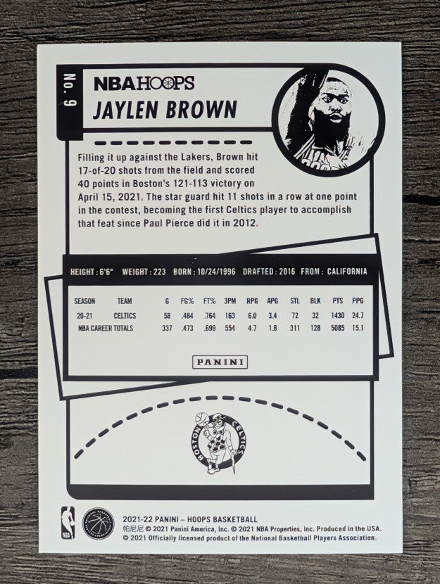 2021-22 Hoops #9 Jaylen Brown