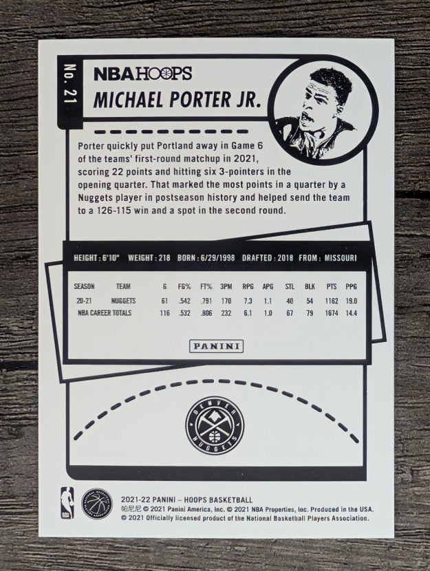 2021-22 Hoops #21 Michael Porter Jr.
