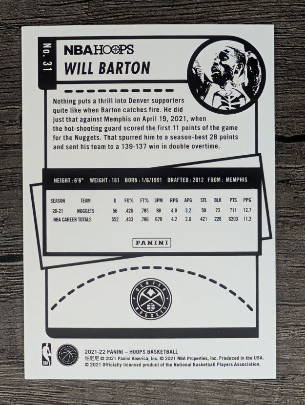 2021-22 Hoops #31 Will Barton