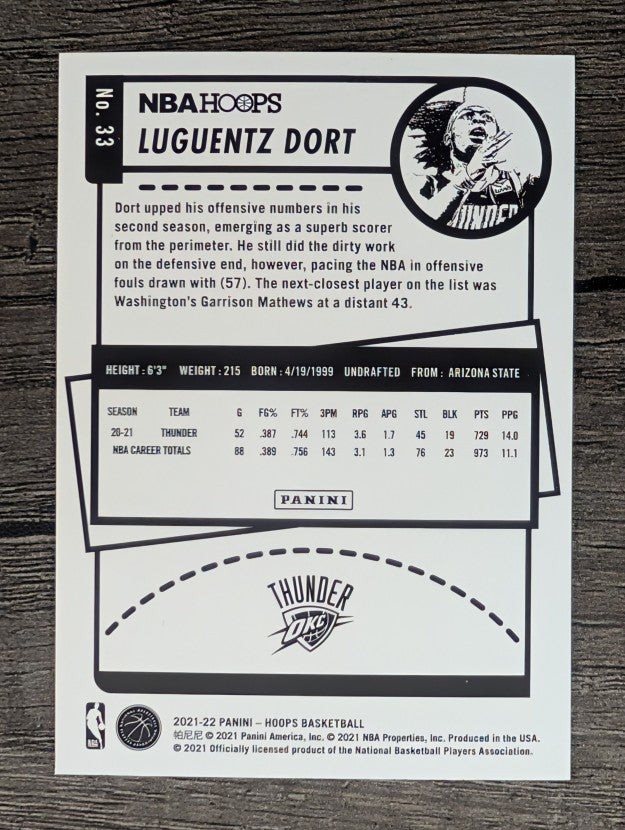 2021-22 Hoops #33 Luguentz Dort