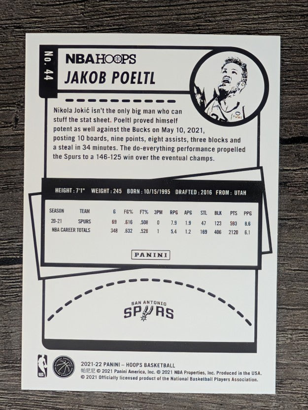 2021-22 Hoops #44 Jakob Poeltl