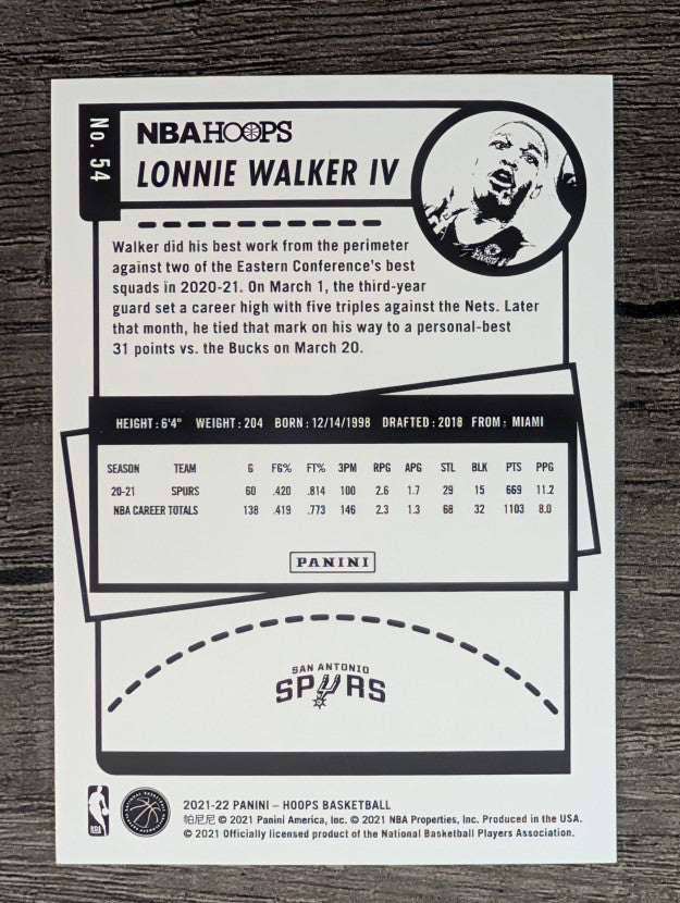 2021-22 Hoops #54 Lonnie Walker IV