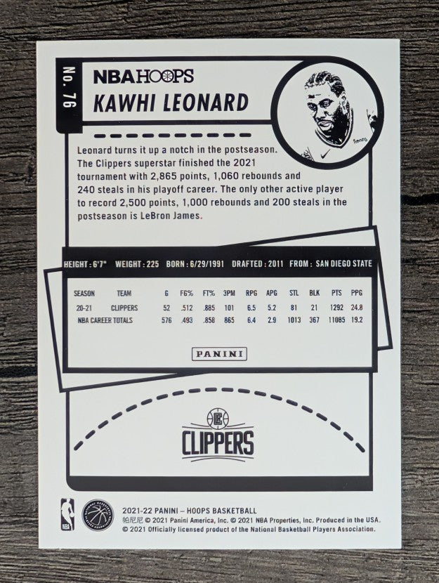 2021-22 Hoops #76 Kawhi Leonard