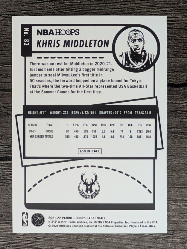 2021-22 Hoops #83 Khris Middleton