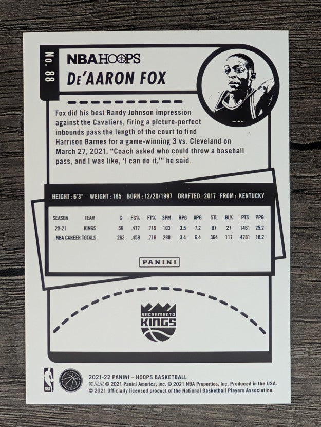 2021-22 Hoops #88 De'Aaron Fox